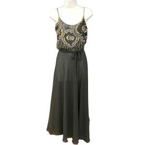 Judy Hornby London Black Maxi Dress With Gold Silver Y2K Whimsigoth 1990s Size 4
